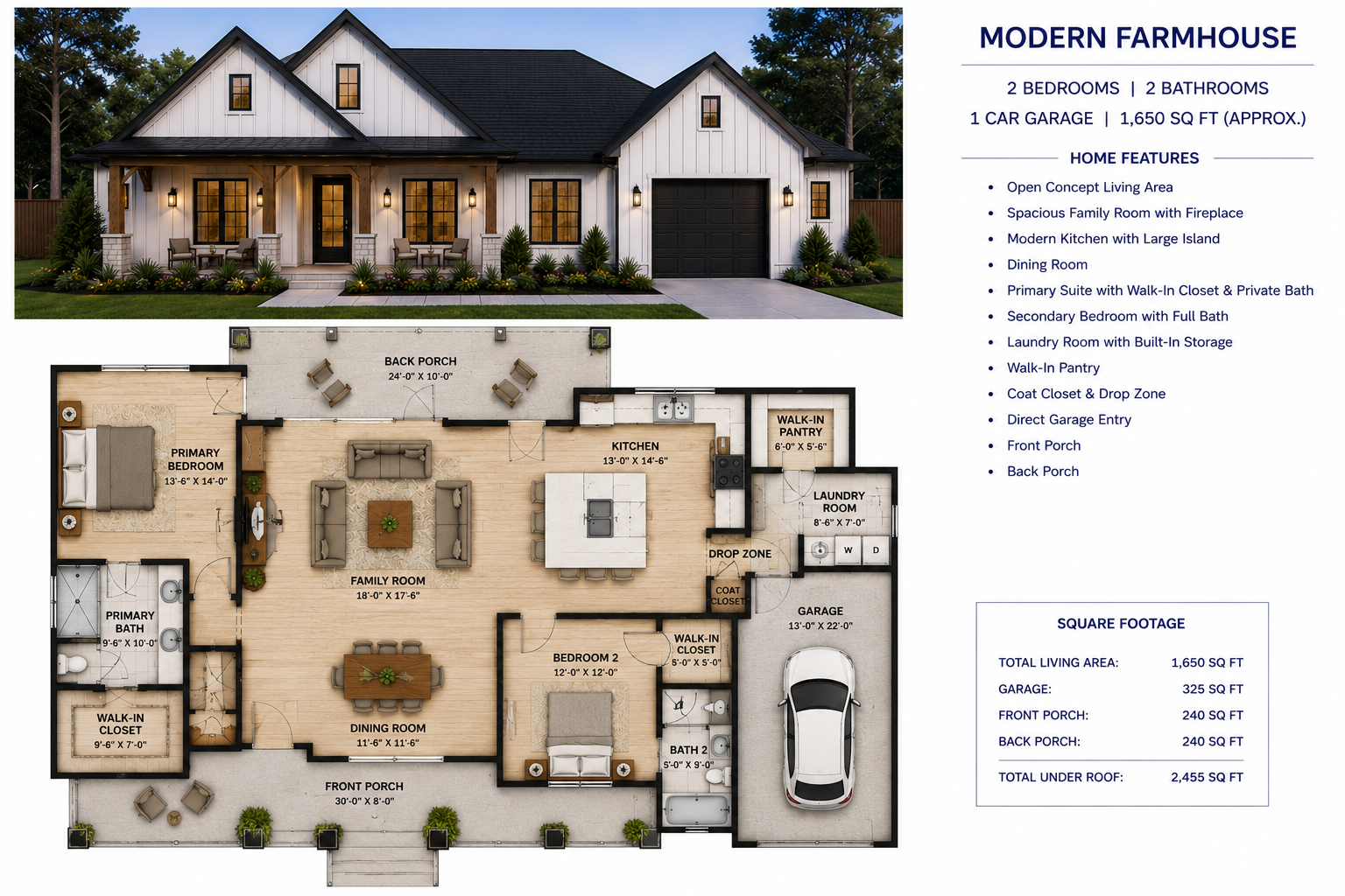 Plan Modern Farmhouse Cottage
