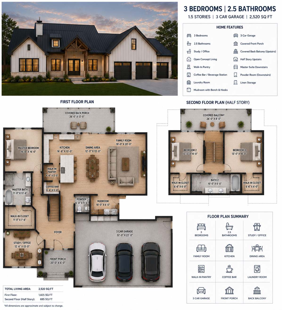 Plan Craftsman 1.5 Story