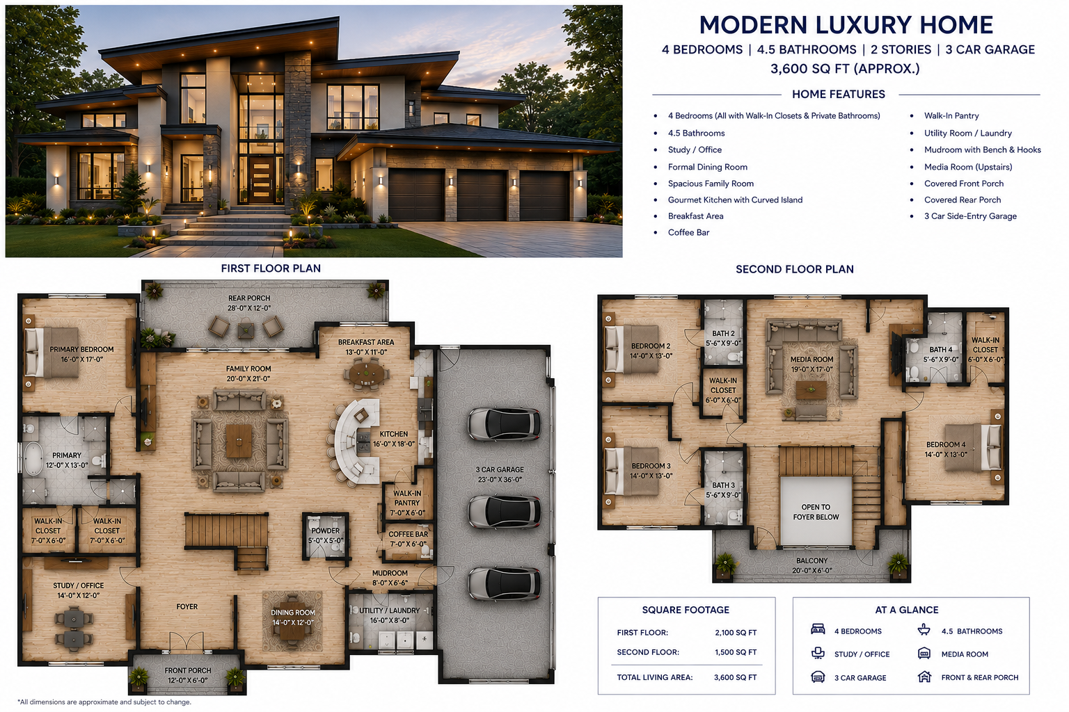 Plan Modern Luxury 2 Story