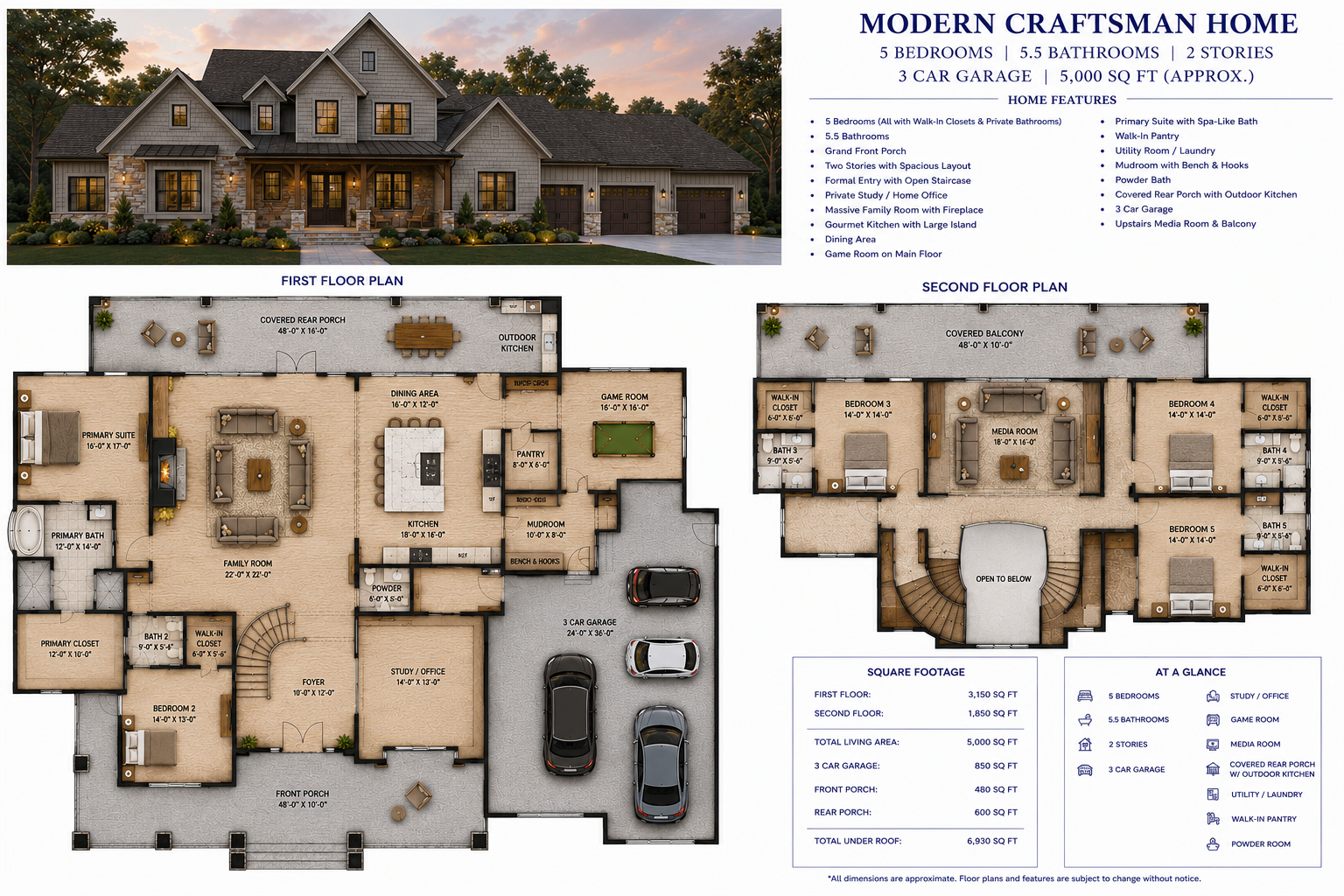 Plan Modern Craftsman Estate